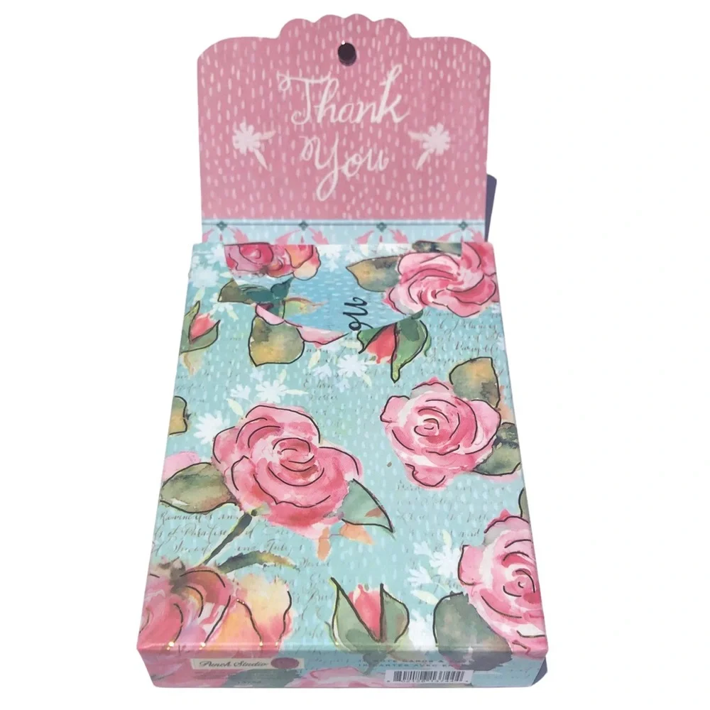 Punch Studio Thank You Roses Note Cards in Embellished Pouch (13744), 10 ct